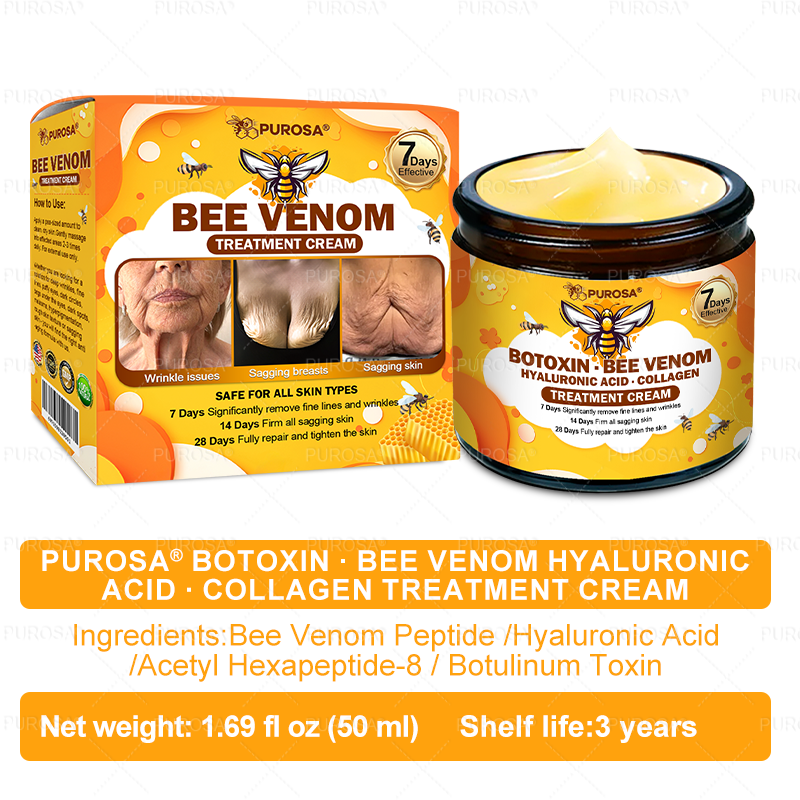 🔥 🗽🔥Made & Shipped from USA | Clinically Proven: PUROSA® Bee Venom Treatment Cream with bee venom peptides, botulinum toxin, hyaluronic acid, and collagen💧. Targets wrinkles, fine lines, sagging, stretch marks, dark spots—firming, lifting and more