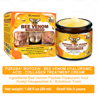 🔥 🗽🔥Made & Shipped from USA | Clinically Proven: PUROSA® Bee Venom Treatment Cream with bee venom peptides, botulinum toxin, hyaluronic acid, and collagen💧. Targets wrinkles, fine lines, sagging, stretch marks, dark spots—firming, lifting and more
