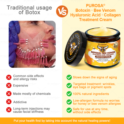 🔥 🗽🔥Made & Shipped from USA | Clinically Proven: PUROSA® Bee Venom Treatment Cream with bee venom peptides, botulinum toxin, hyaluronic acid, and collagen💧. Targets wrinkles, fine lines, sagging, stretch marks, dark spots—firming, lifting and more